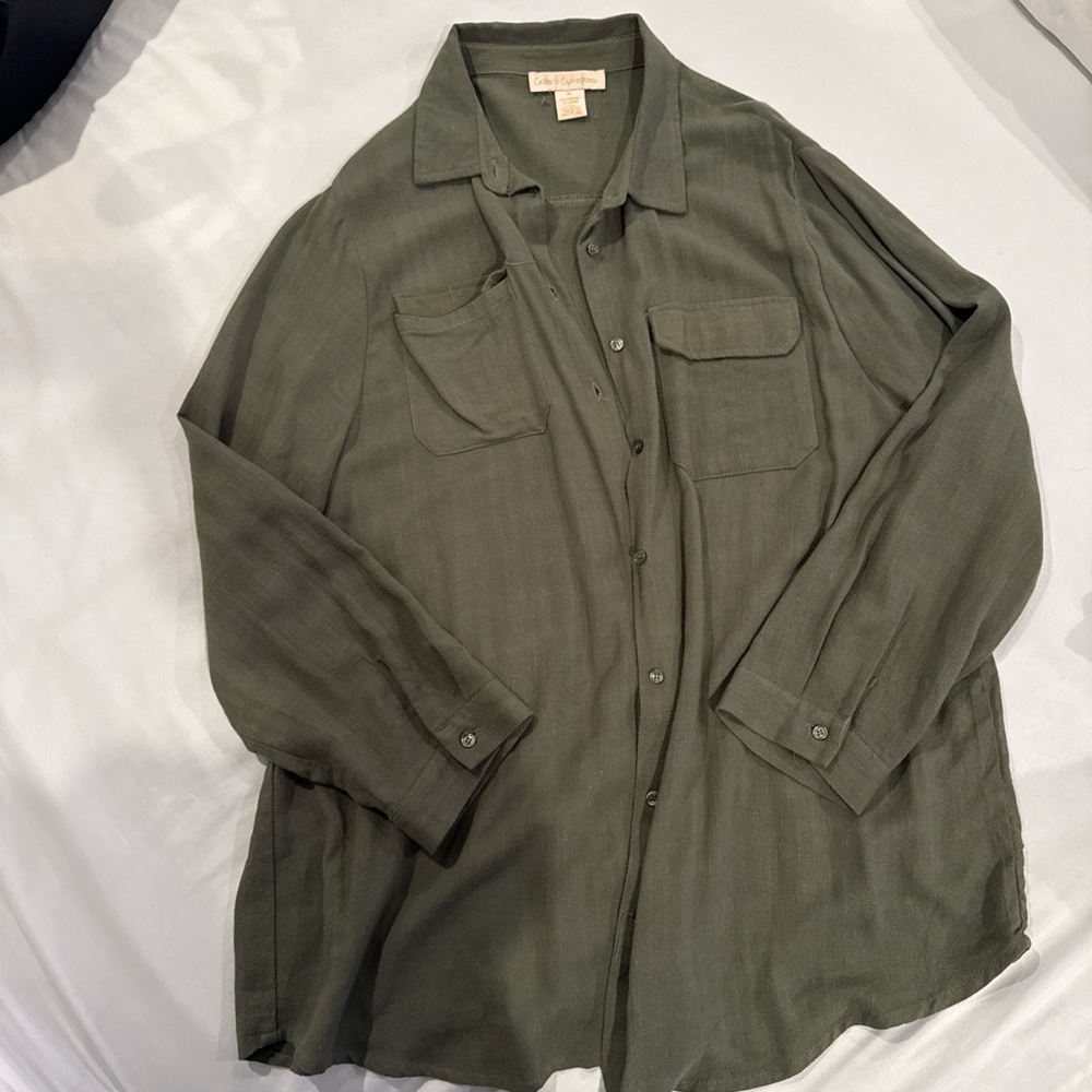 Banana Republic Olive Button Down Shirt